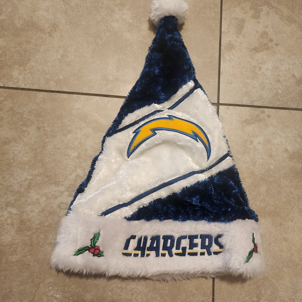 Chargers Blue and White Santa Hat